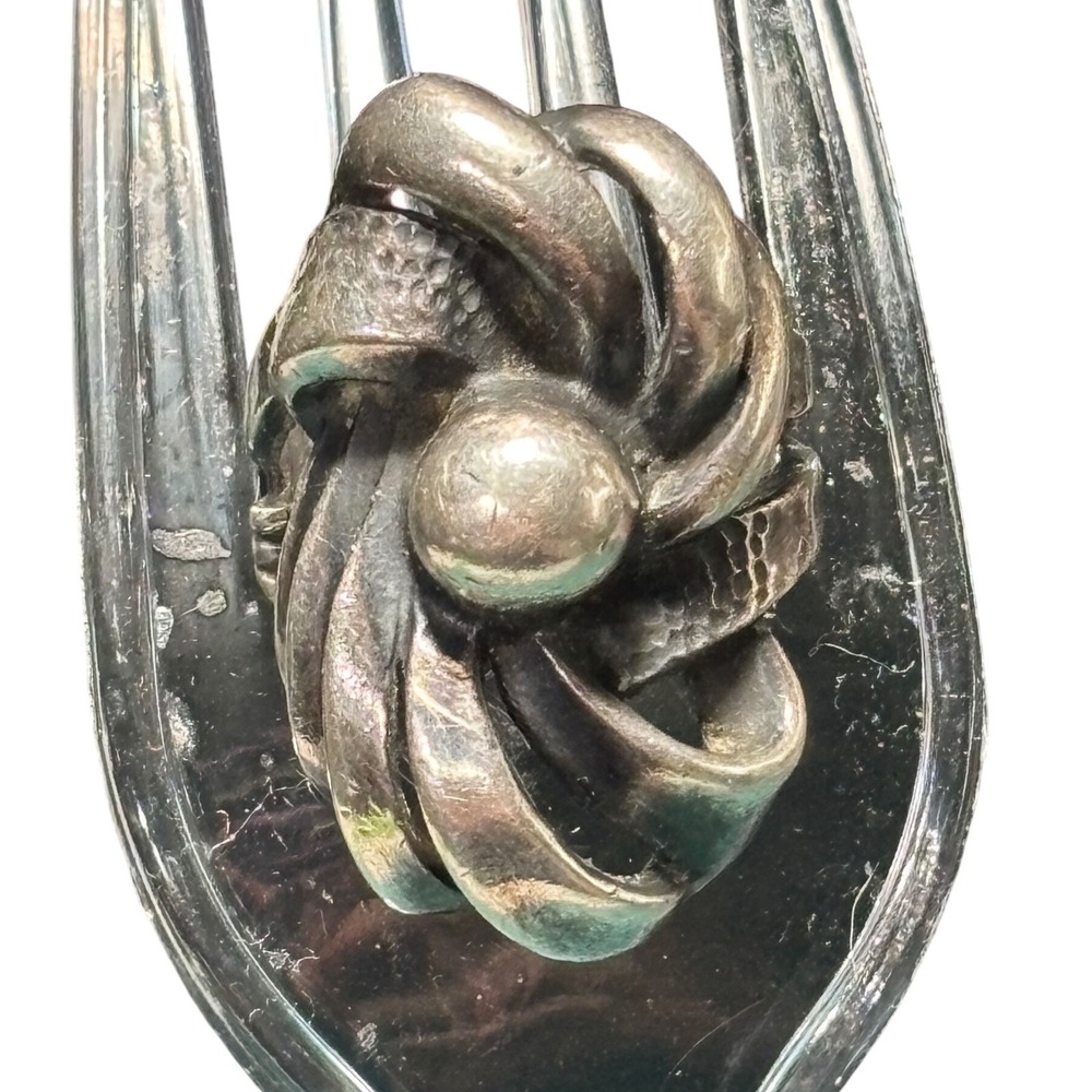 Vintage Sterling Silver Sculptural Knot Statement Ring Size 4.25 Textured 8g
